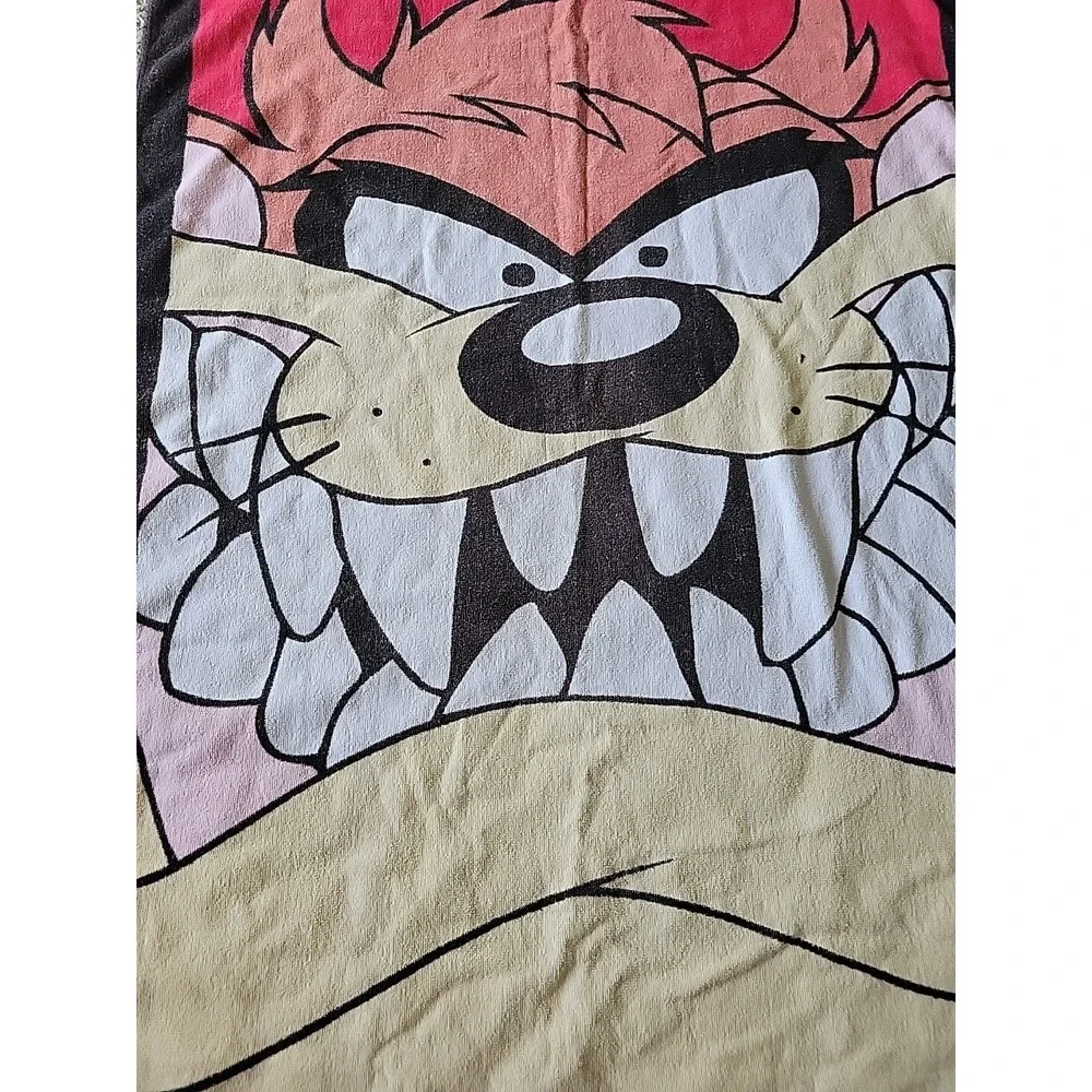 Vintage Tazmanian Devil Large Face Beach Towel 1997 Looney Tunes Cotton